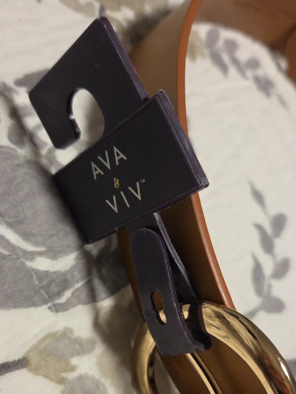 Ava & Viv Tan Faux-Leather Waist Belt with Gold Buckle 55 Inches Long